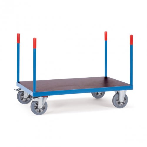 FETRA Schwerer Rungenwagen mit blauer Metallrahmen, vier Lenkrollen und rotem Griff, Tragkraft 1200 kg