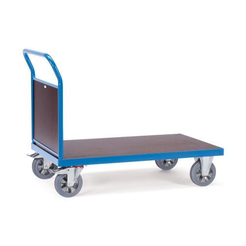 FETRA Schwerer Stirnwandwagen mit blauer Metallrahmen und Holzplattform, Tragkraft 1200 kg