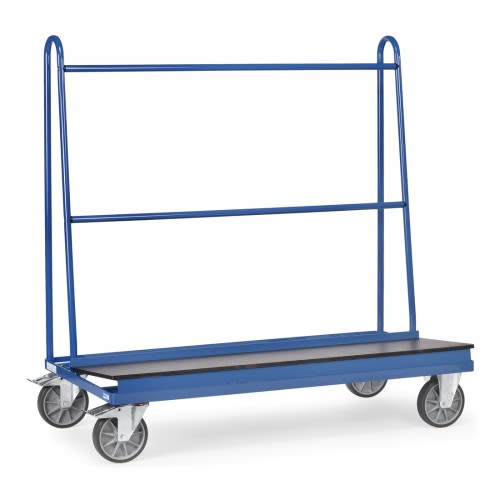 FETRA Plattenwagen 4445 in blau mit Tragkraft 500 kg, Transportwagen mit vier Rollen und zwei Querstreben