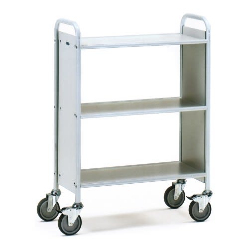 FETRA Bürowagen 4870 mit 3 Böden und Seitenwänden, Tragkraft 150 kg, weißer Metallwagen mit vier Rollen