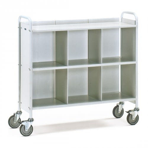 FETRA Bürowagen 4878 mit 3 Böden, Seitenwänden, 2 Trennwänden und Längswand, weißer mobiler Bürowagen mit 4 Rollen