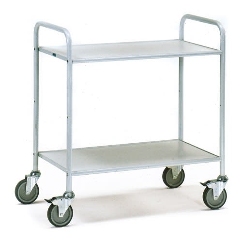 FETRA Bürowagen 4880 mit 2 Böden und 4 Rollen, Tragkraft 150 kg, weißer Metallwagen