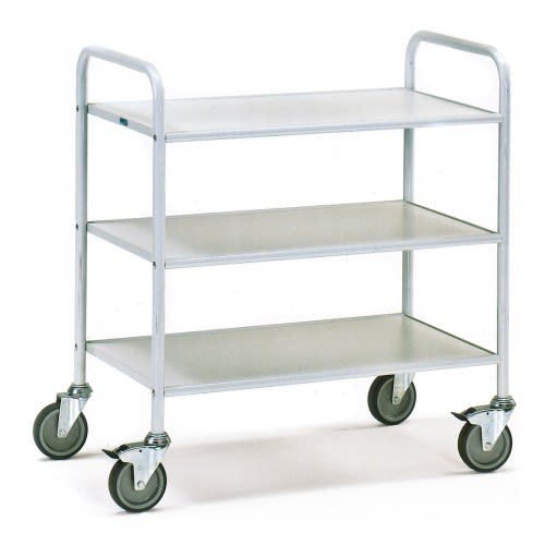 FETRA Bürowagen 4882 mit 3 Böden und 150 kg Tragkraft, weißer Metallwagen mit Rollen