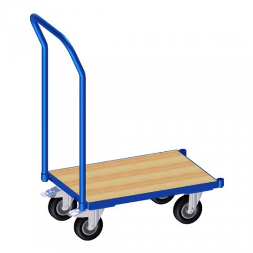 FETRA Eurokasten-Roller mit Holzbodenplatte und blauem Schiebebügel, Tragkraft 250 kg