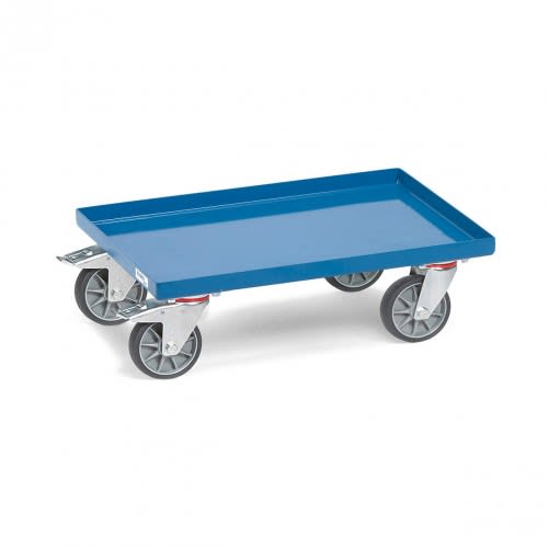 FETRA Eurokasten-Roller 13585 mit blauer Stahlblechwanne und vier Lenkrollen, Tragkraft 250 kg