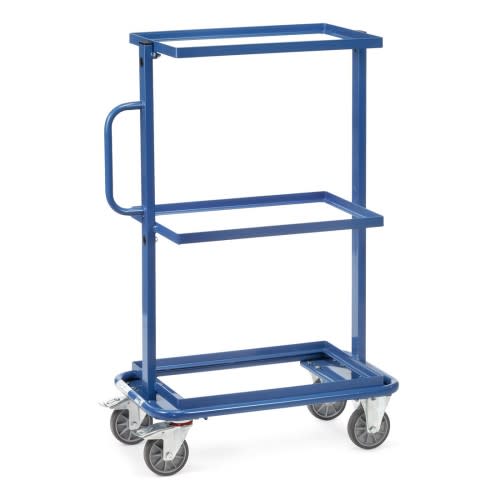 FETRA Beistellwagen 32900 mit 3 Etagen in blau, Tragkraft 200 kg, mit Griff und vier Lenkrollen