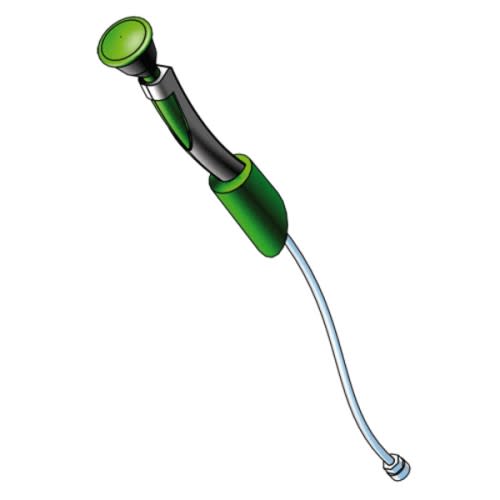 Illustration einer Augendusche mit einem grünen Brausekopf und Diagonalmontage