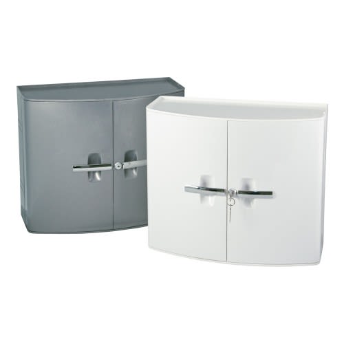 Verbandschrank SANI CAB in weiß und grau mit abschließbaren Türen