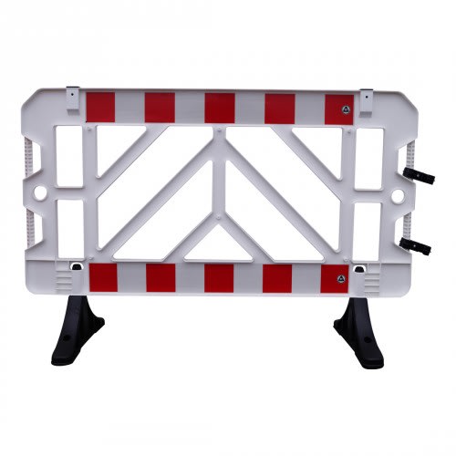 Schrankenzaun DUPLEX Absperrzaun mit roten und weißen Reflexstreifen und schwarzen Standfüßen