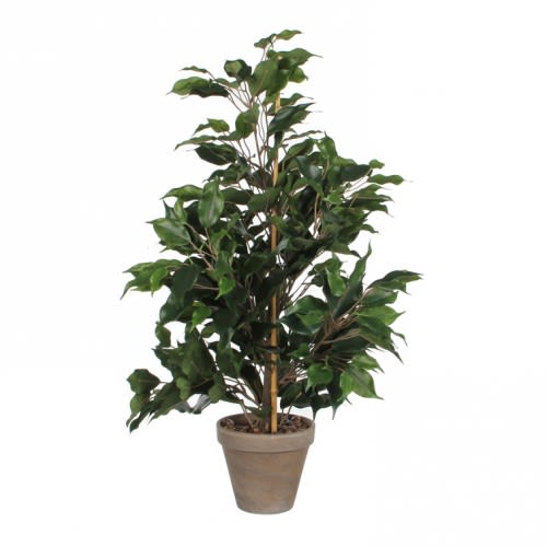 Kunstbaum Ficus Exotica im Topf mit grünen Blättern