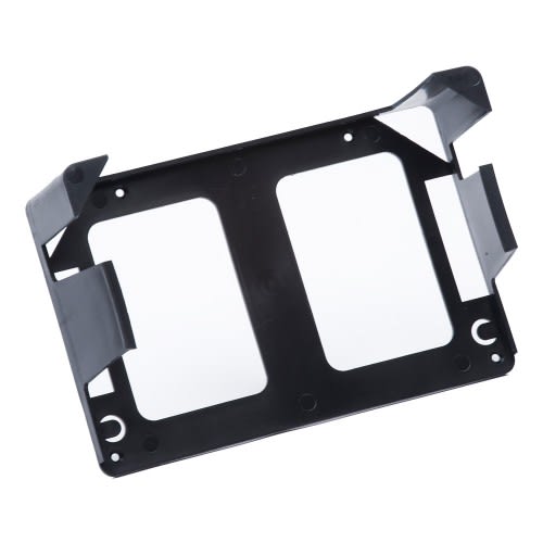 Schwarze Wandhalterung für kleine Betriebsverbandskästen mit Eckhalterungen aus Kunststoff