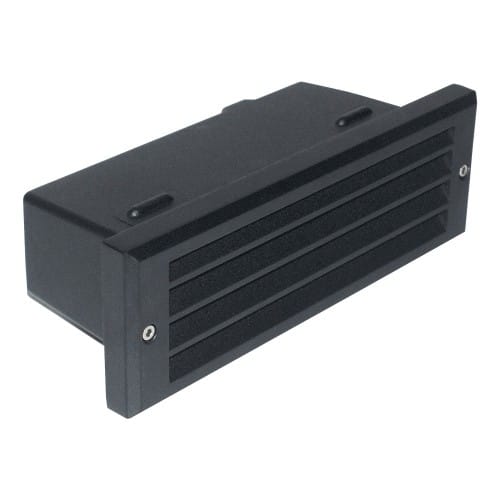 Schwarze Sicherheitsleuchte FLORENZ Wandeinbau mit 7L-Schutzlicht, rechteckig mit Lüftungsschlitzen