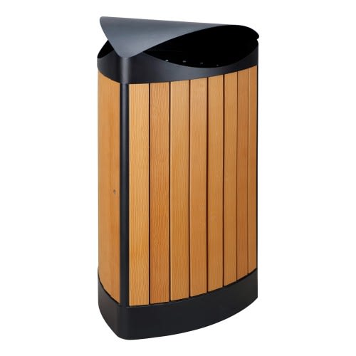 Design-Abfallbehälter für Außenbereiche in Holzoptik mit 60 Liter Fassungsvermögen