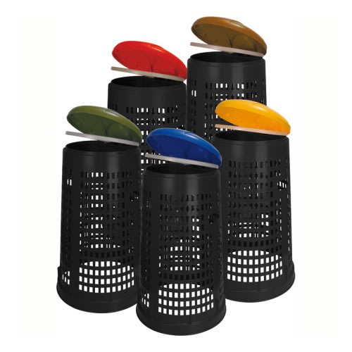 Recycling Abfallsackhalter RUFF in Lochoptik mit farbigem Deckel, 110 Liter, verschiedene Farben