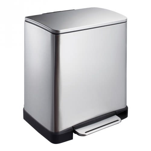Tritt-Mülleimer E-CUBE EKO aus Edelstahl mit 20 Liter Fassungsvermögen und Fußpedal