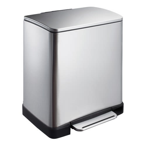 Recycling Tritt-Mülleimer E-CUBE EKO aus Edelstahl mit 10 und 9 Litern Fassungsvermögen