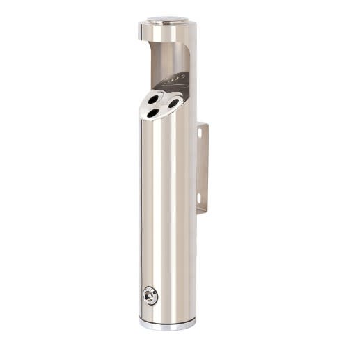 Runder Wand-Aschenbecher aus Edelstahl mit 3 Einwurföffnungen und 1,7 Liter Inhalt