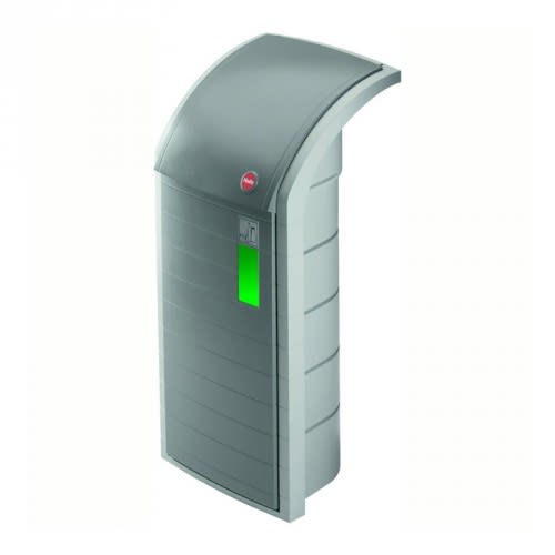 Industrieller Abfalleimer PROFILINE von Hailo mit 120 Liter Fassungsvermögen, grauer Müllbehälter mit grünem Sichtfenster