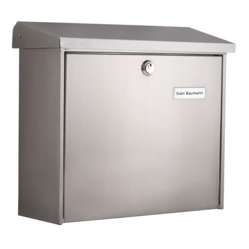 Edelstahl Briefkasten COMFORT mit Namensschild und Schloss