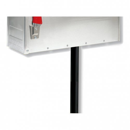 Aufstellpfosten für U.S. Mailbox Briefkasten aus schwarzem Metall mit silbernem Briefkasten und rotem Signal