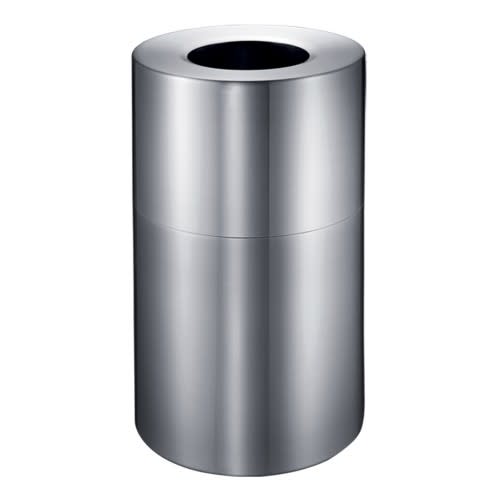 Großvolumiger Abfalleimer aus Edelstahl mit rundem Öffnung, Inhalt 130 Liter