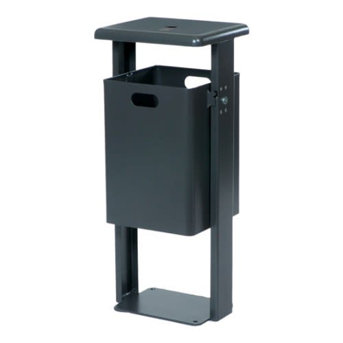 Rechteckiger Standabfallbehälter mit abgerundeter Abdeckhaube und integriertem Ascher, Inhalt 0,5 + 40 Liter, schwarz