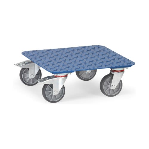 FETRA Kistenroller 1167 KF 7 mit blauem Riffelblech und 4 Lenkrollen, Tragkraft 400 kg