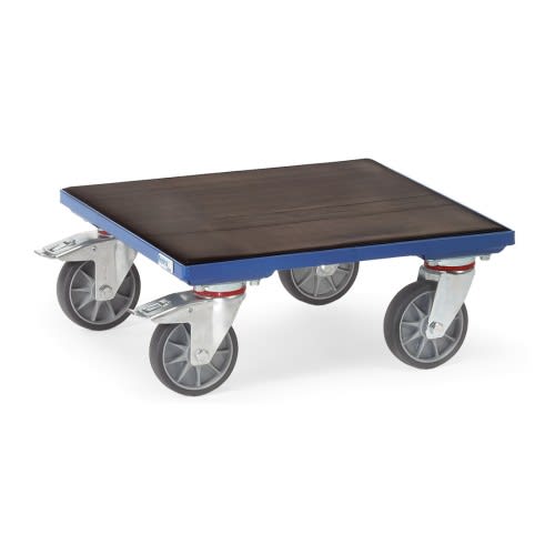 FETRA Kistenroller 2166 KF 6 61 62 G mit Holzboden und Riefengummi, Tragkraft 400 kg, Transportwagen mit vier Rollen