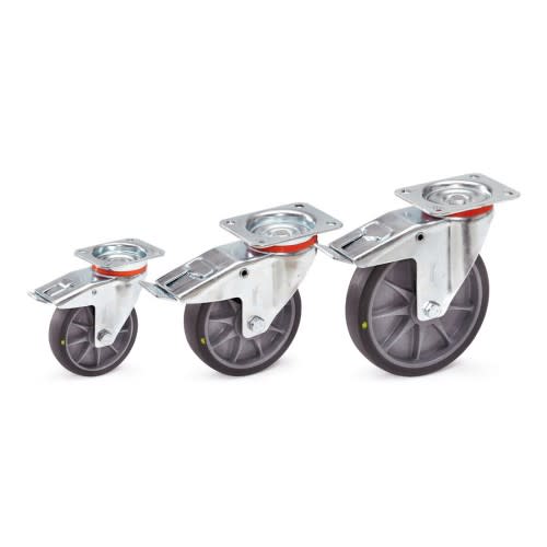 FETRA Lenkrolle 71462 aus thermoplastischem Elastomer TPE-ESD elektrisch leitfähig mit Feststeller in verschiedenen Größen