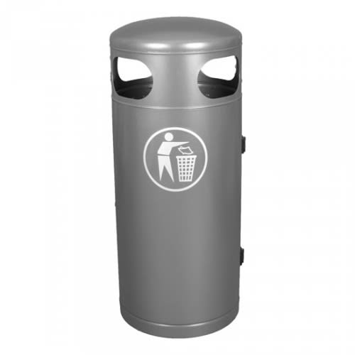 Stand-Abfallbehälter mit 4-fach Einwurf aus Metall, silberfarben, 60 Liter Fassungsvermögen