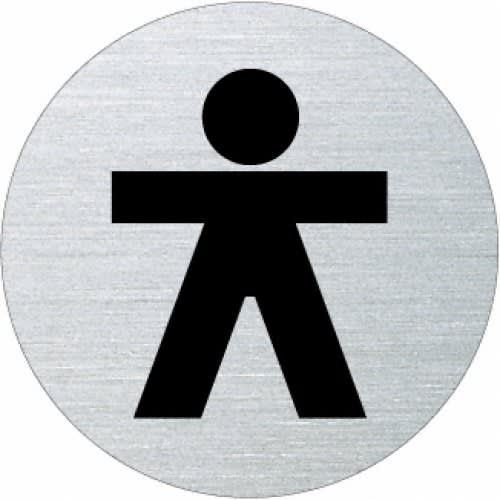 Rundes Piktogramm Herren Motiv 4 in Schwarz auf silbernem Hintergrund