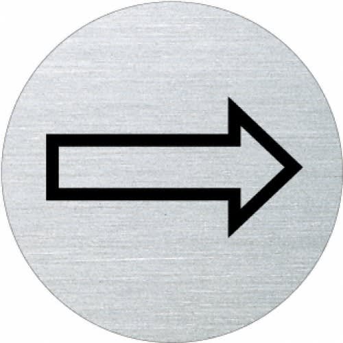 Runder Richtungspfeil Piktogramm auf Metalloberfläche