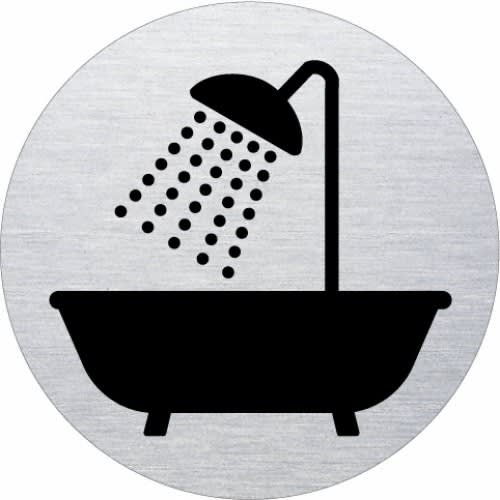 Piktogramm Bad mit Badewanne und Duschkopf