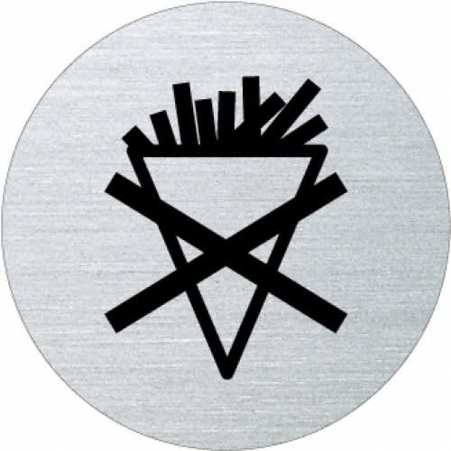 Piktogramm Essen verboten rund ohne Rand mit durchgestrichenem Pommes-Symbol