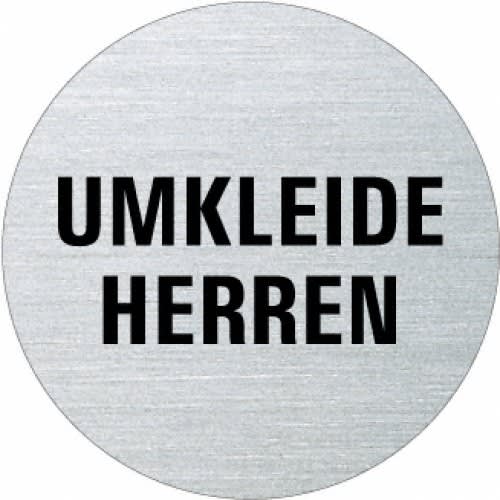 Rundes Textschild aus Metall mit der Aufschrift Umkleide Herren