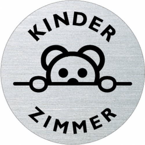 Rundes Metallschild mit Bärensymbol und Schriftzug Kinderzimmer