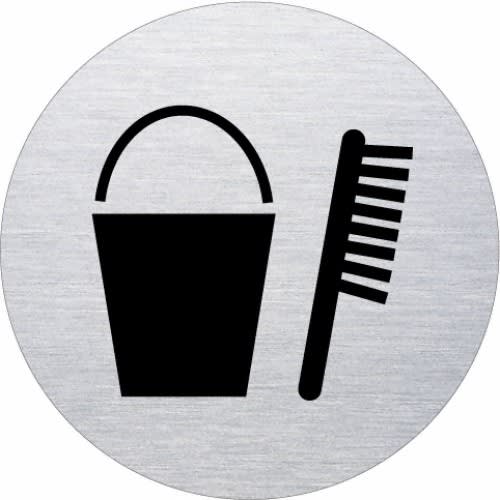 Piktogramm mit Eimer und Bürste als Symbol für Putzmittel