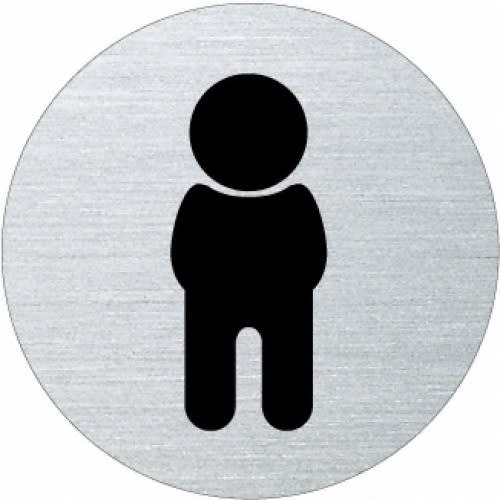 Rundes Piktogramm Herren Motiv 5 schwarz auf silbernem Hintergrund