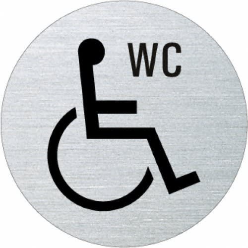 Rundes Piktogramm für behindertengerechtes WC mit Rollstuhlsymbol