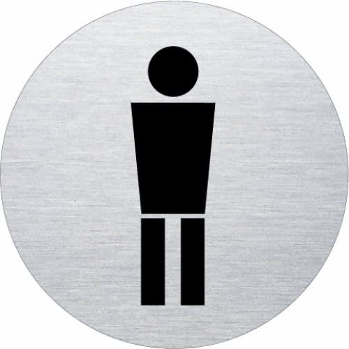 Rundes Piktogramm Herren Motiv 3 in Schwarz auf silbernem Hintergrund