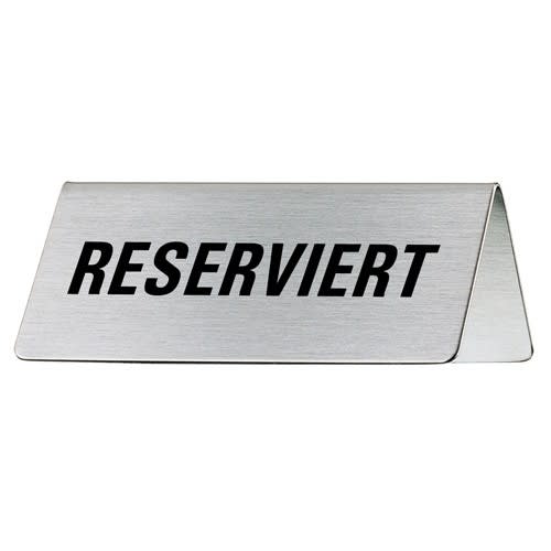 Tischschild Reserviert aus Metall in silber mit schwarzer Schrift