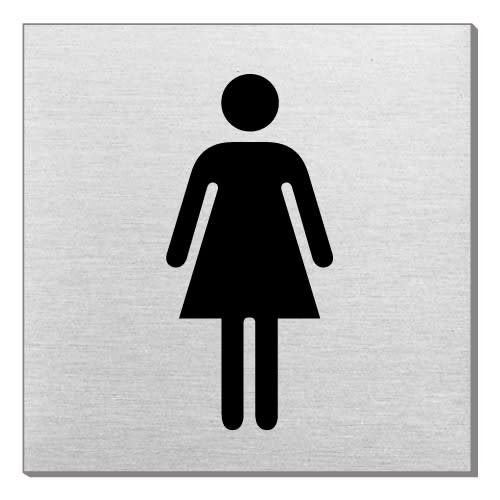 Piktogramm Damen Symbol quadratisch schwarz auf grauem Hintergrund