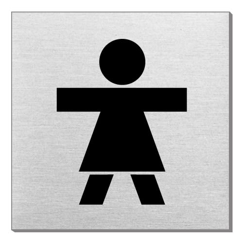 Piktogramm Damen quadratisch Motiv 2 schwarzes Symbol auf grauem Hintergrund