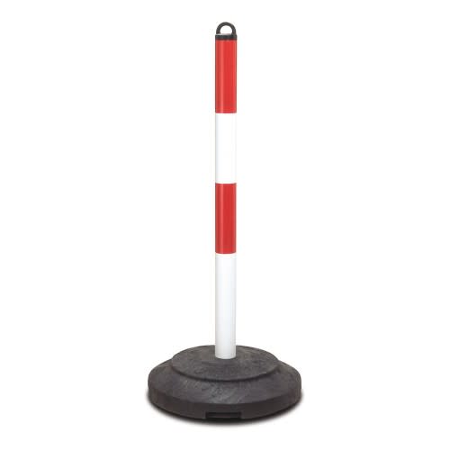 Kettenständer Kettenpfosten EXTERN mit Recyclingfuß rot weiß Absperrpfosten