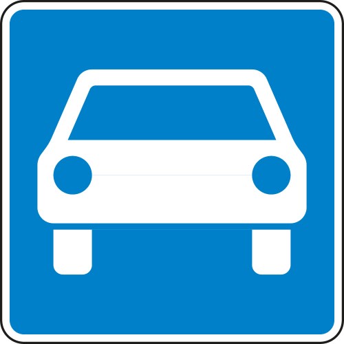 Verkehrszeichen Kraftfahrtstraße VZ 331.1 mit weißem Auto auf blauem Hintergrund