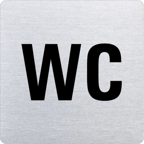 Textschild WC mit abgerundeten Ecken aus Metall