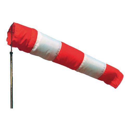 Windsack Beaufort mit Stahlkorb rot-weiß gestreift zur Windrichtungsmessung
