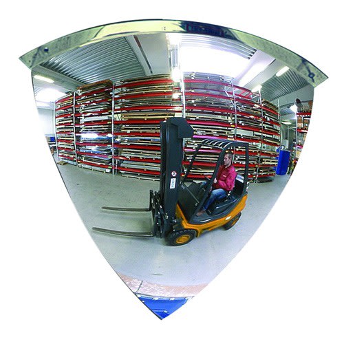 Panoramaspiegel BM 90 zur Überprüfung von 2 Richtungen mit Gabelstapler in Lagerhalle