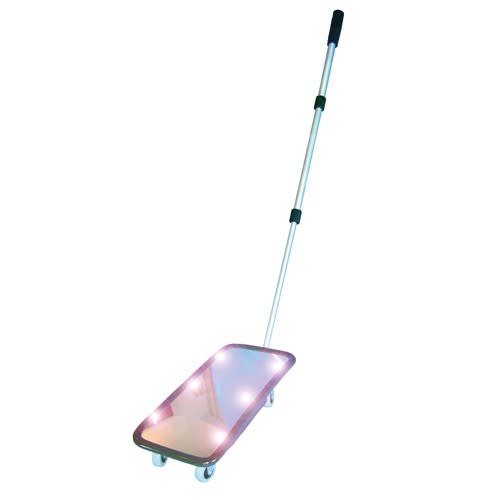 Inspektionsspiegel IS-L mit LED Beleuchtung und Rollen, langer Griff, rechteckiger Spiegel mit vier LED-Leuchten