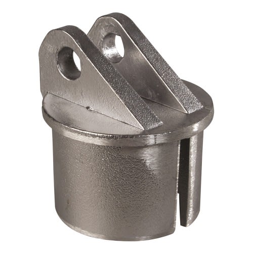 Strebenkappe für Absperrgitter Plus 7 aus Metall, silberfarben, mit zwei Bohrungen